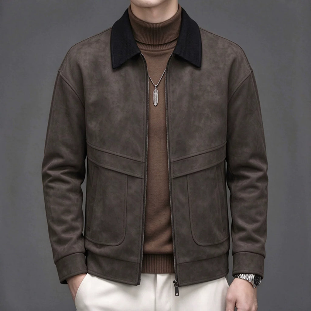 コントラストカラー スエードタッチジップジャケット M1273 04-lightbrown-front.jpg