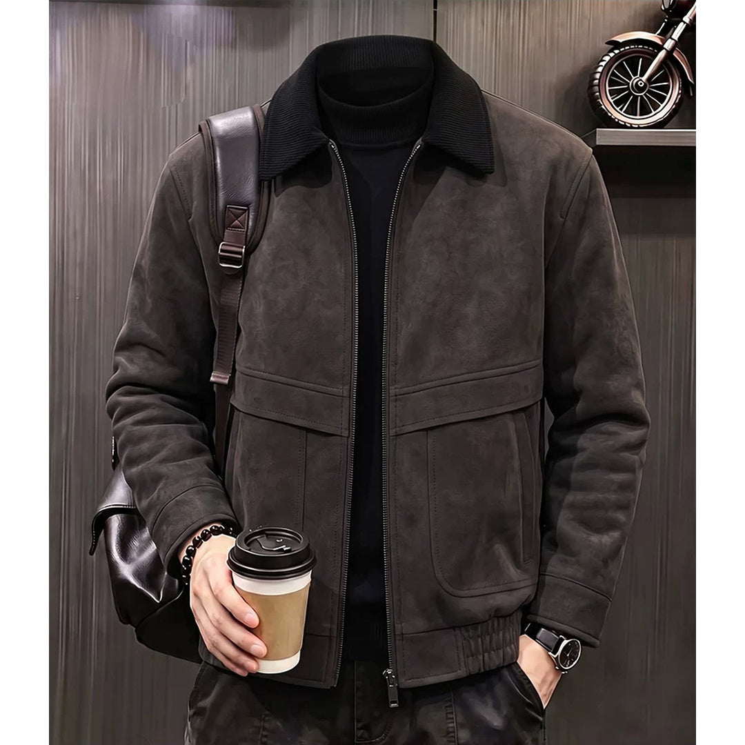 コントラストカラー スエードタッチジップジャケット M1273 05-lightbrown-styling.jpg