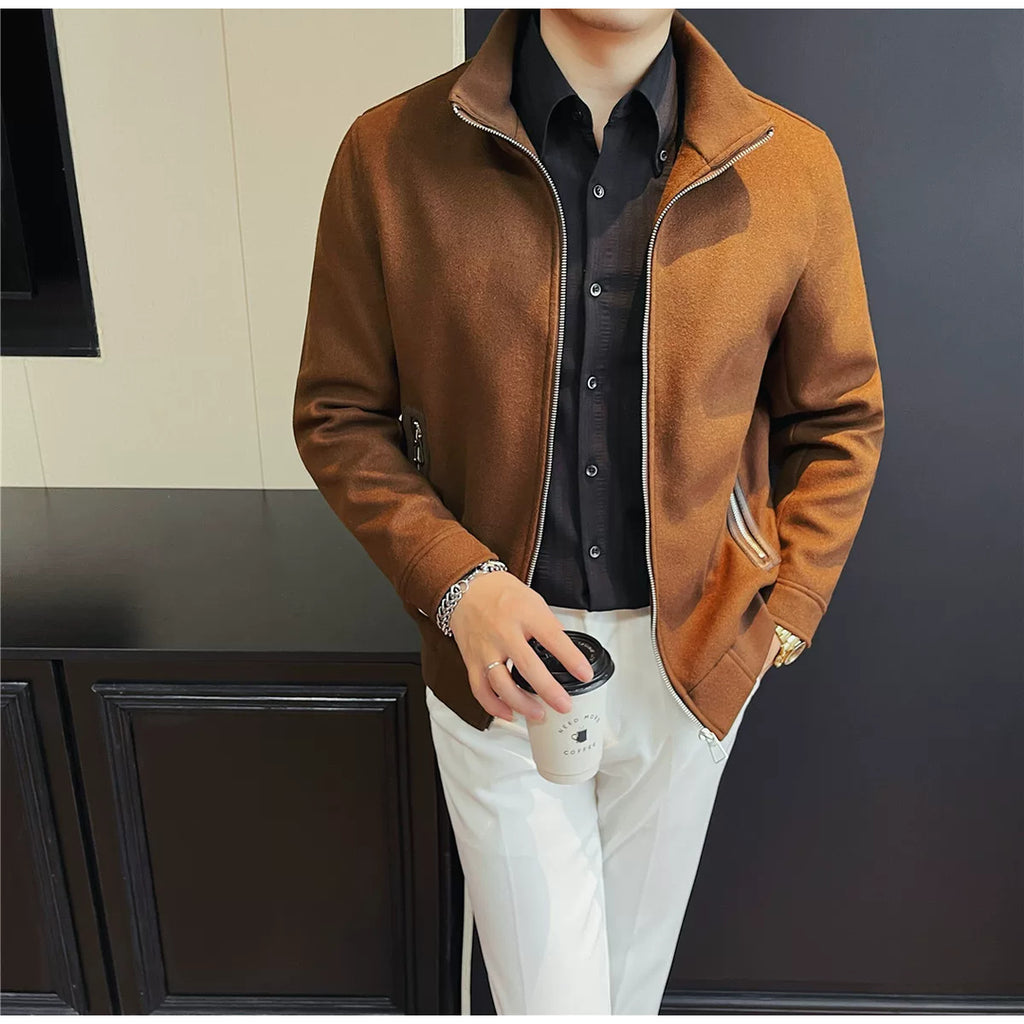 スタンドカラー ジップジャケット M1278 05_brown_front