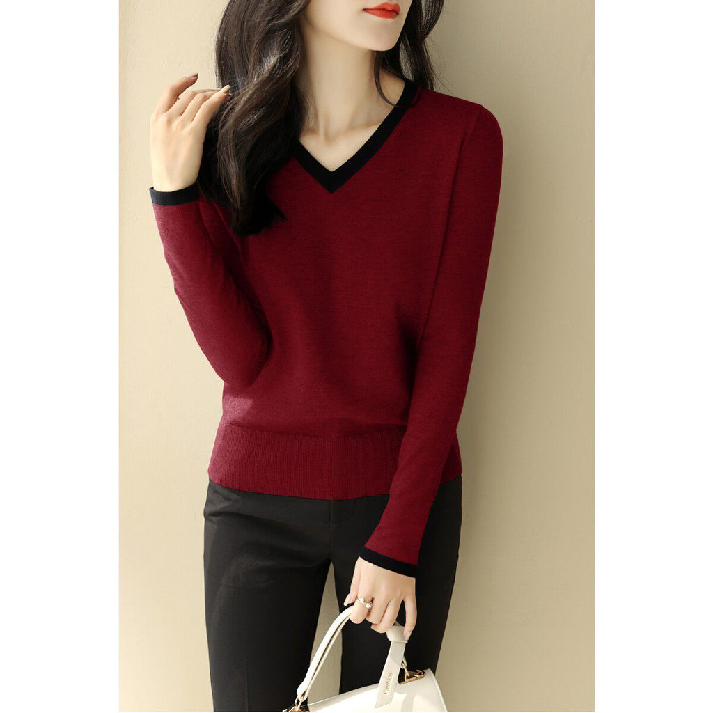 Vネックリブニットソー（4color） A0983